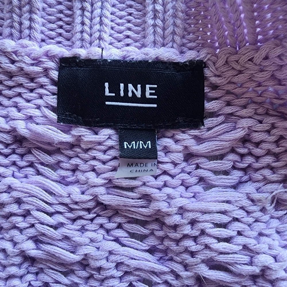 LINE V-neck 100% Cotton Lilac Long Sleeve Sweater - Medium - Picture 12 of 12